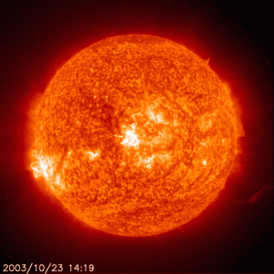 Ultraviolet-wavelength picture of the sun, Oct. 23, 2003, NASA